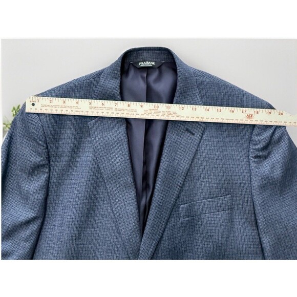 JOS A BANK EXECUTIVE Men’s 44L Blue Micro-Check 100% Wool Suit Jacket Blazer - Picture 3 of 11